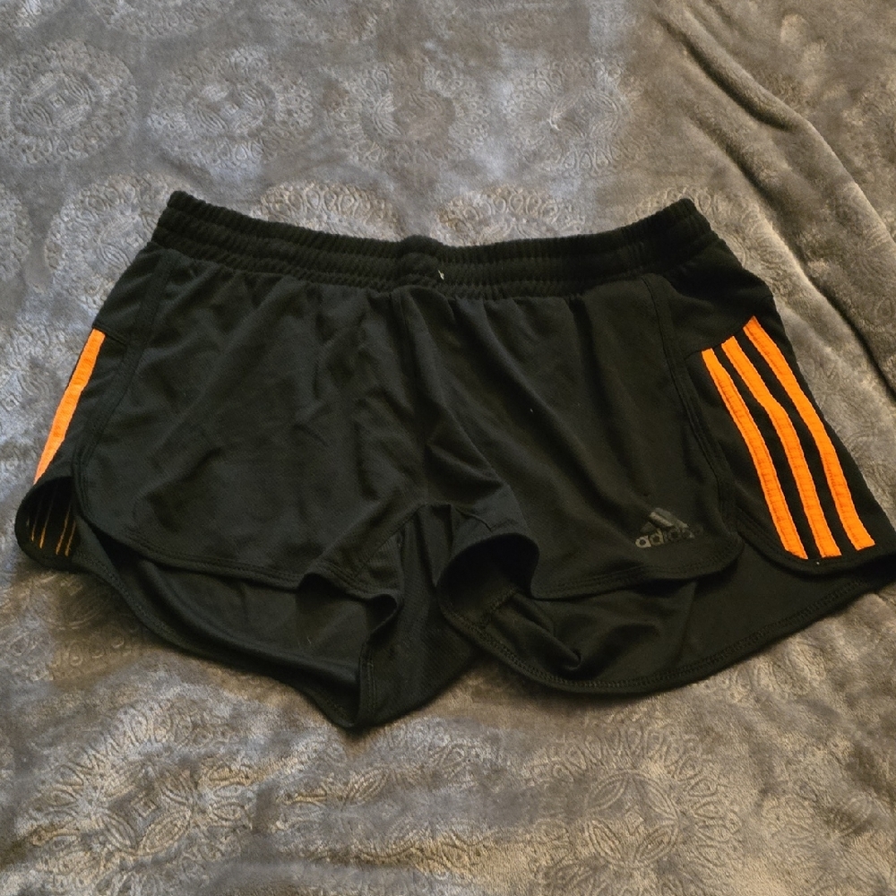 Adidas Women's Athletic Shorts in Black and Orange